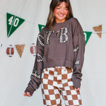 Football Leopard Mocha Crop Sweatshirt - Jessi Jayne Boutique