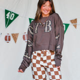 Football Leopard Mocha Crop Sweatshirt - Jessi Jayne Boutique