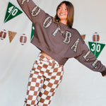 Football Leopard Mocha Crop Sweatshirt - Jessi Jayne Boutique