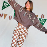 Football Leopard Mocha Crop Sweatshirt - Jessi Jayne Boutique