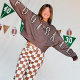 Football Leopard Mocha Crop Sweatshirt - Jessi Jayne Boutique