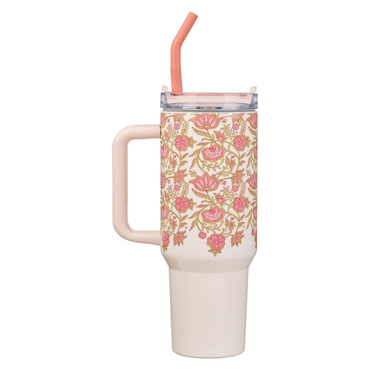 Be Still and Know Pink Spring Floral 40 Oz Tumbler with Reusable Straw - Psalm 46:10 - Jessi Jayne Boutique
