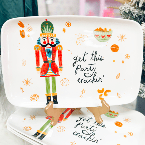 15"L Stoneware Platter "Get This Party Crackin" - Jessi Jayne Boutique