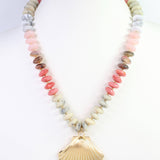 Scally Shell Beaded Necklace Pink Multi