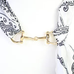 Lana Black and White Paisley Horsebit Scarf Necklace - Jessi Jayne Boutique