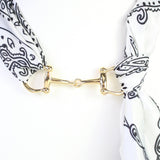 Lana Black and White Paisley Horsebit Scarf Necklace - Jessi Jayne Boutique