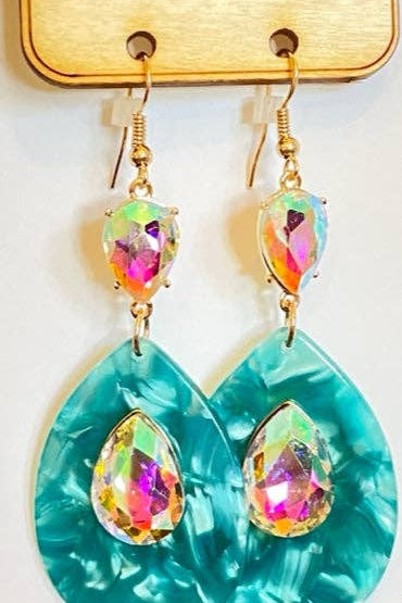 Turquoise Teardrop Pink Panache Earrings - Jessi Jayne Boutique