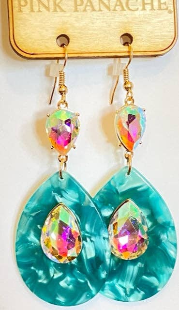 Turquoise Teardrop Pink Panache Earrings - Jessi Jayne Boutique