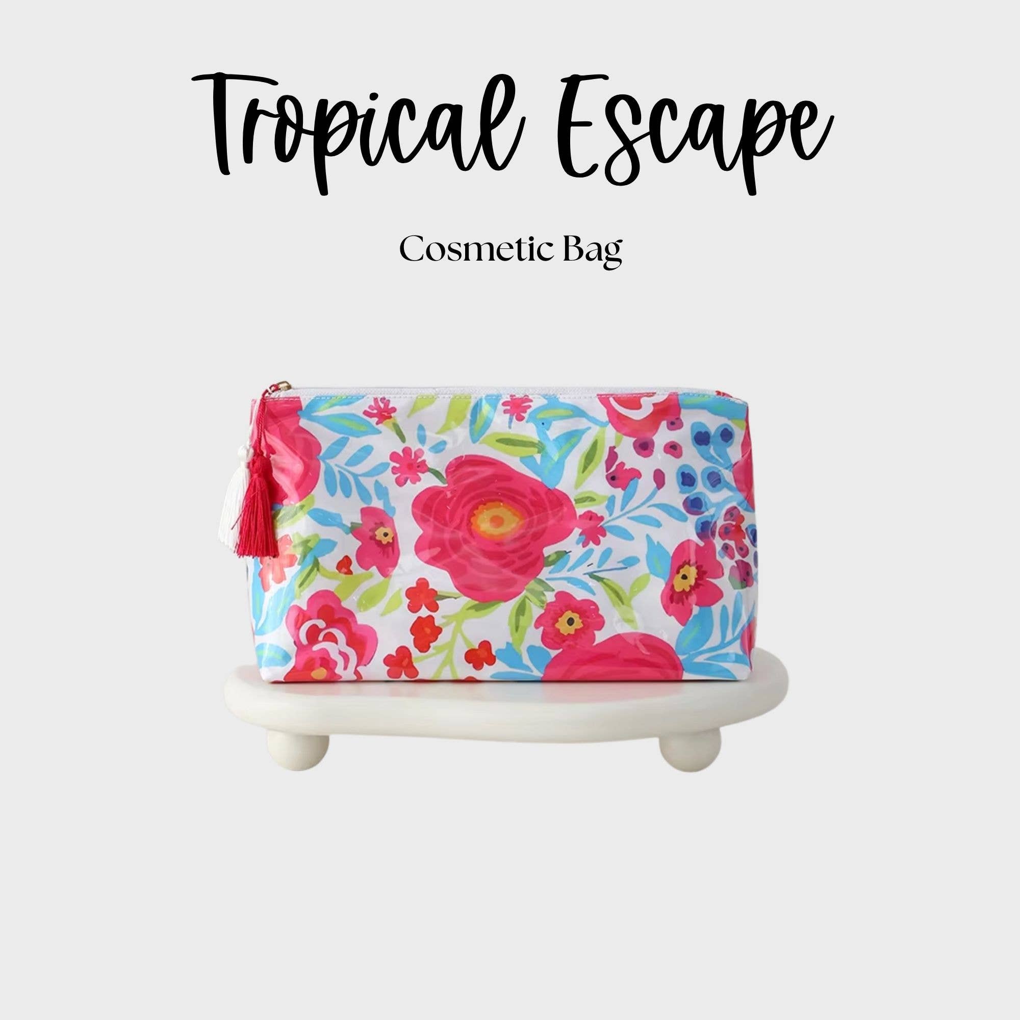 Waterproof Cosmetic Case Make up Bag Tropical Escape - Jessi Jayne Boutique
