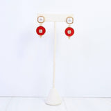 Lismore Pearl Circle Drop Earring Red - Jessi Jayne Boutique