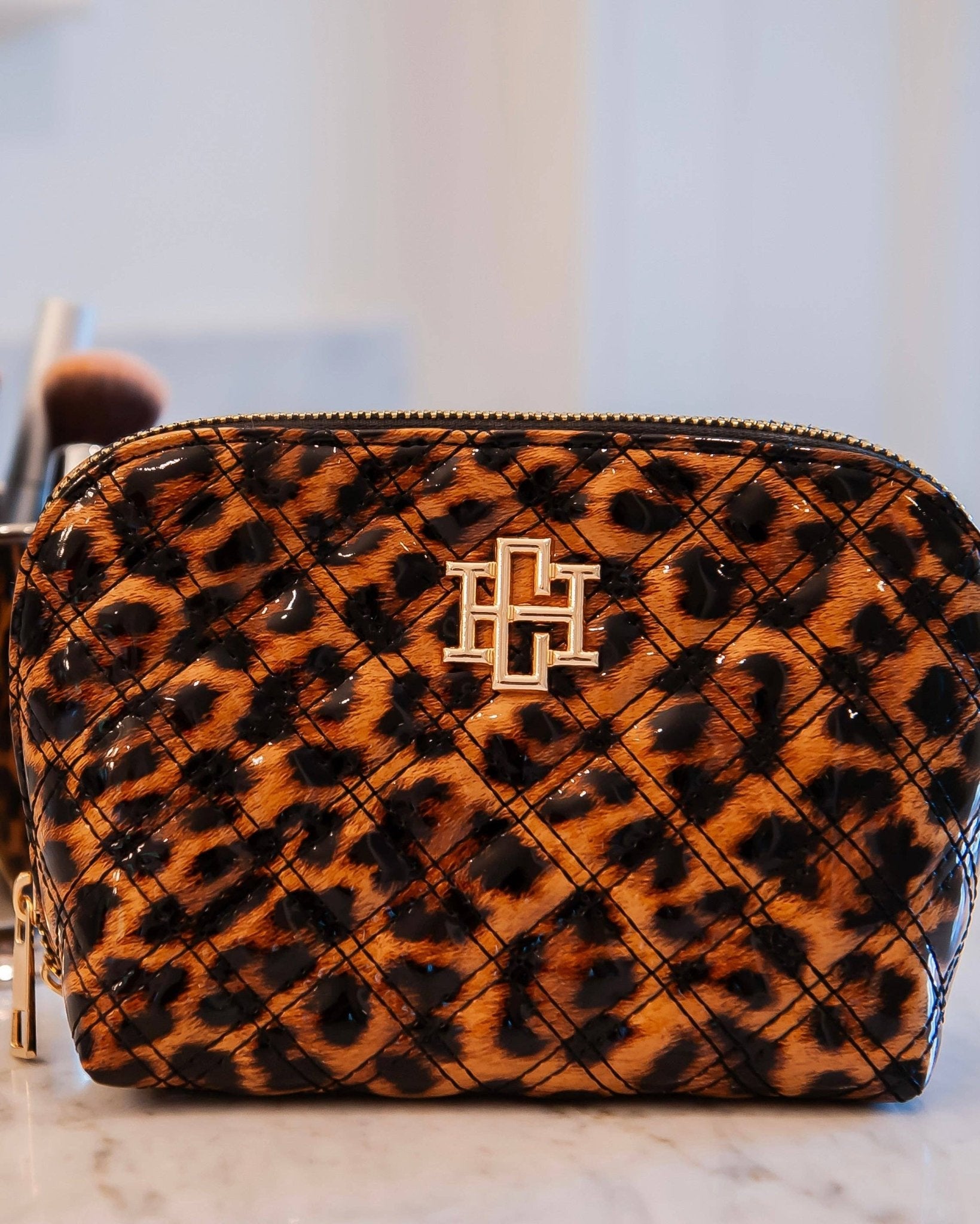 Capri Large Leopard Patent Pouch - Jessi Jayne Boutique