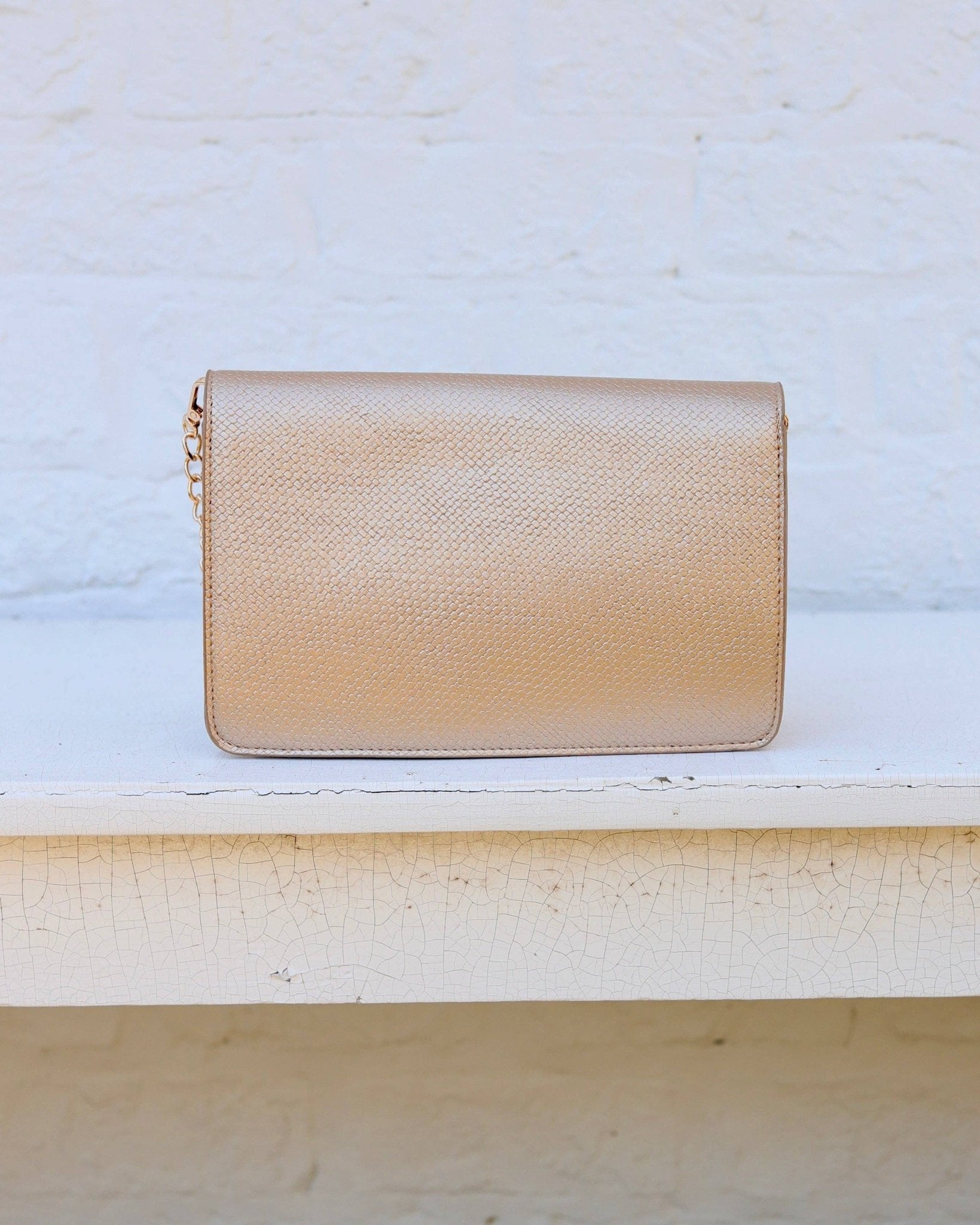Bryn Woven Gold Clutch/Crossbody Purse - Jessi Jayne Boutique