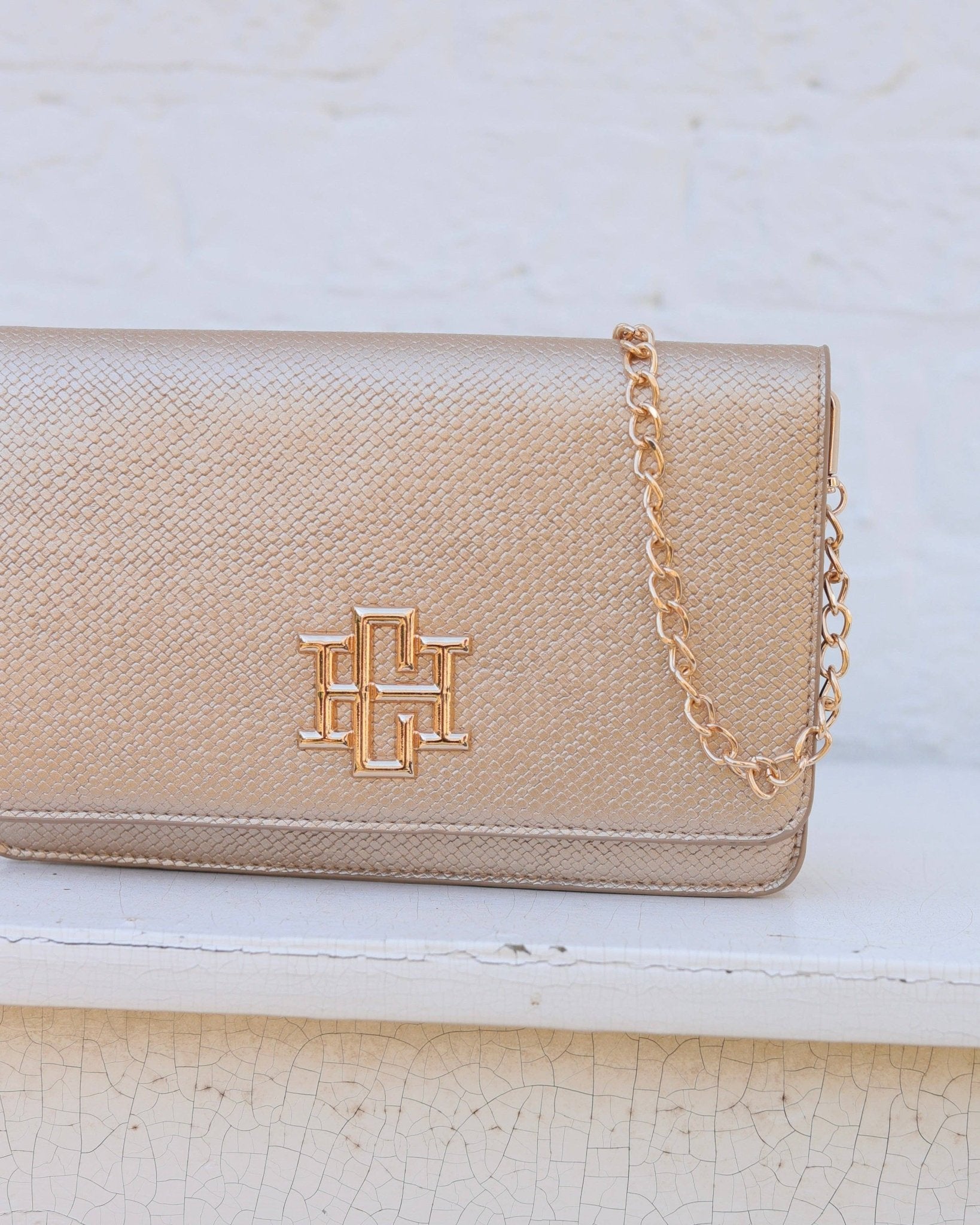 Bryn Woven Gold Clutch/Crossbody Purse - Jessi Jayne Boutique