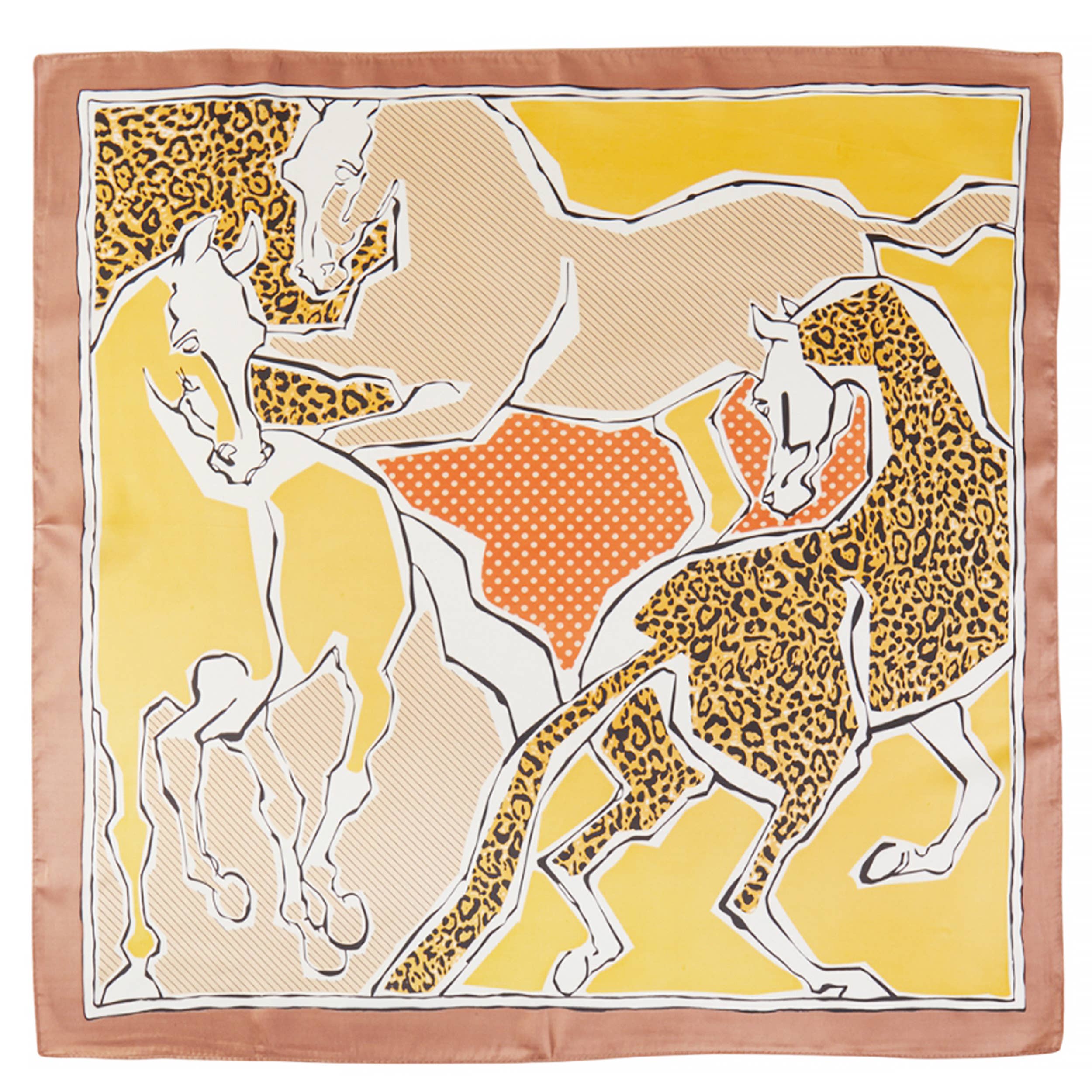 Mustard Horses with Leopard Pattern Print Bandana Scarf - Jessi Jayne Boutique