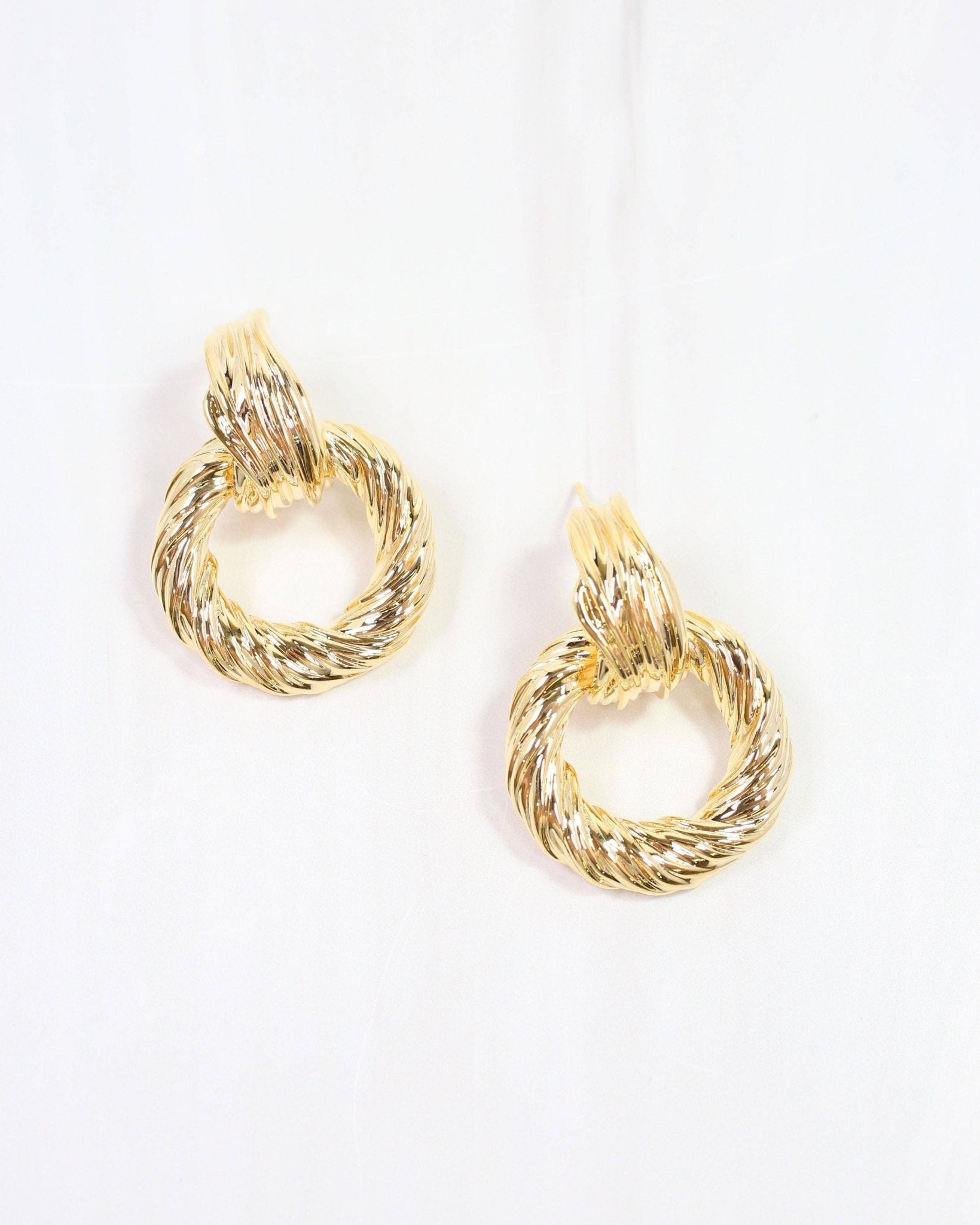 Traci Textured Drop Earring Gold - Jessi Jayne Boutique