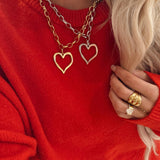 Chansuttpearls Gold Open Heart Necklace