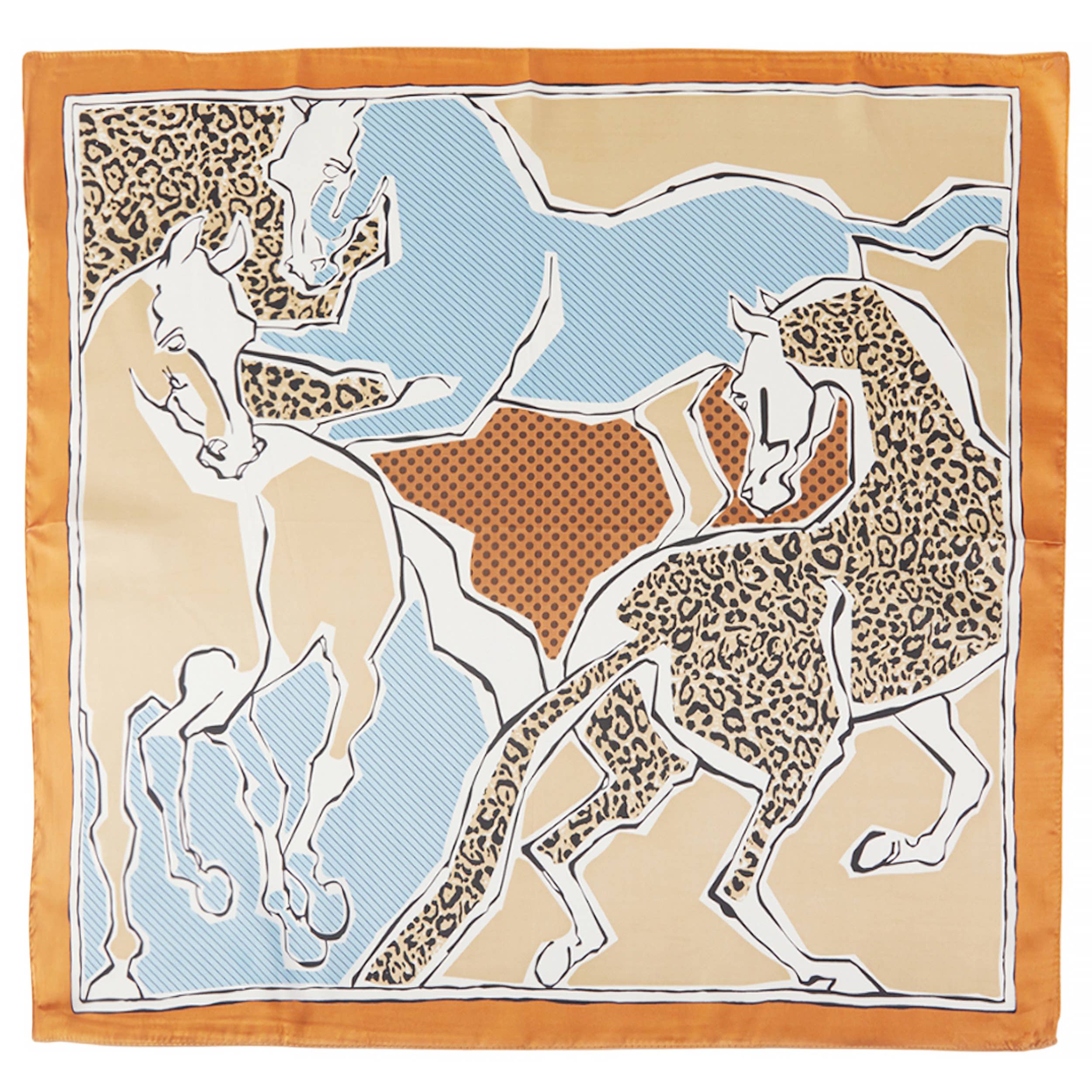 Taupe Horses with Leopard Pattern Print Bandana Scarf - Jessi Jayne Boutique