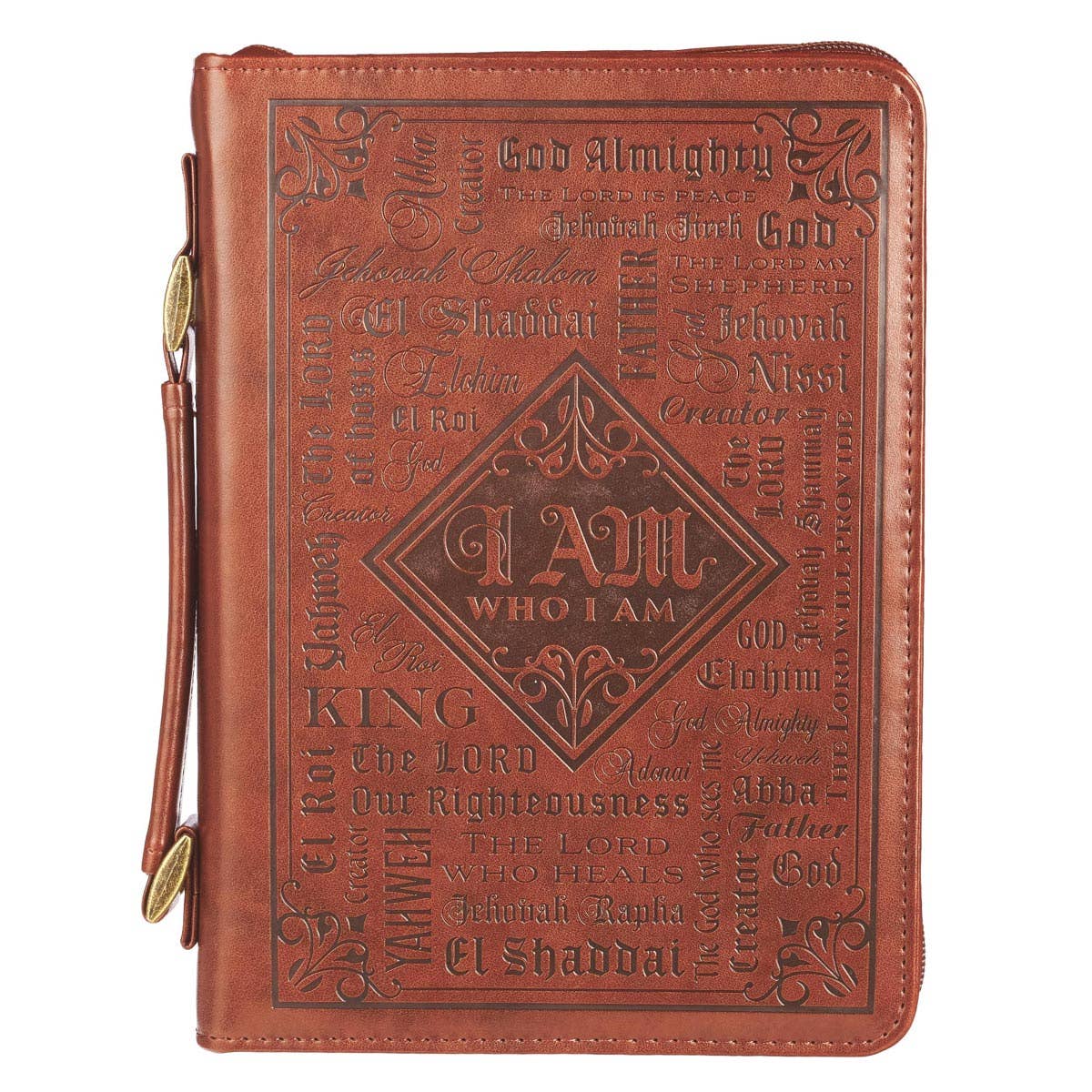 Bible Cover Classic Brown Names of God Brown Ex. 34:6: Medium - Jessi Jayne Boutique