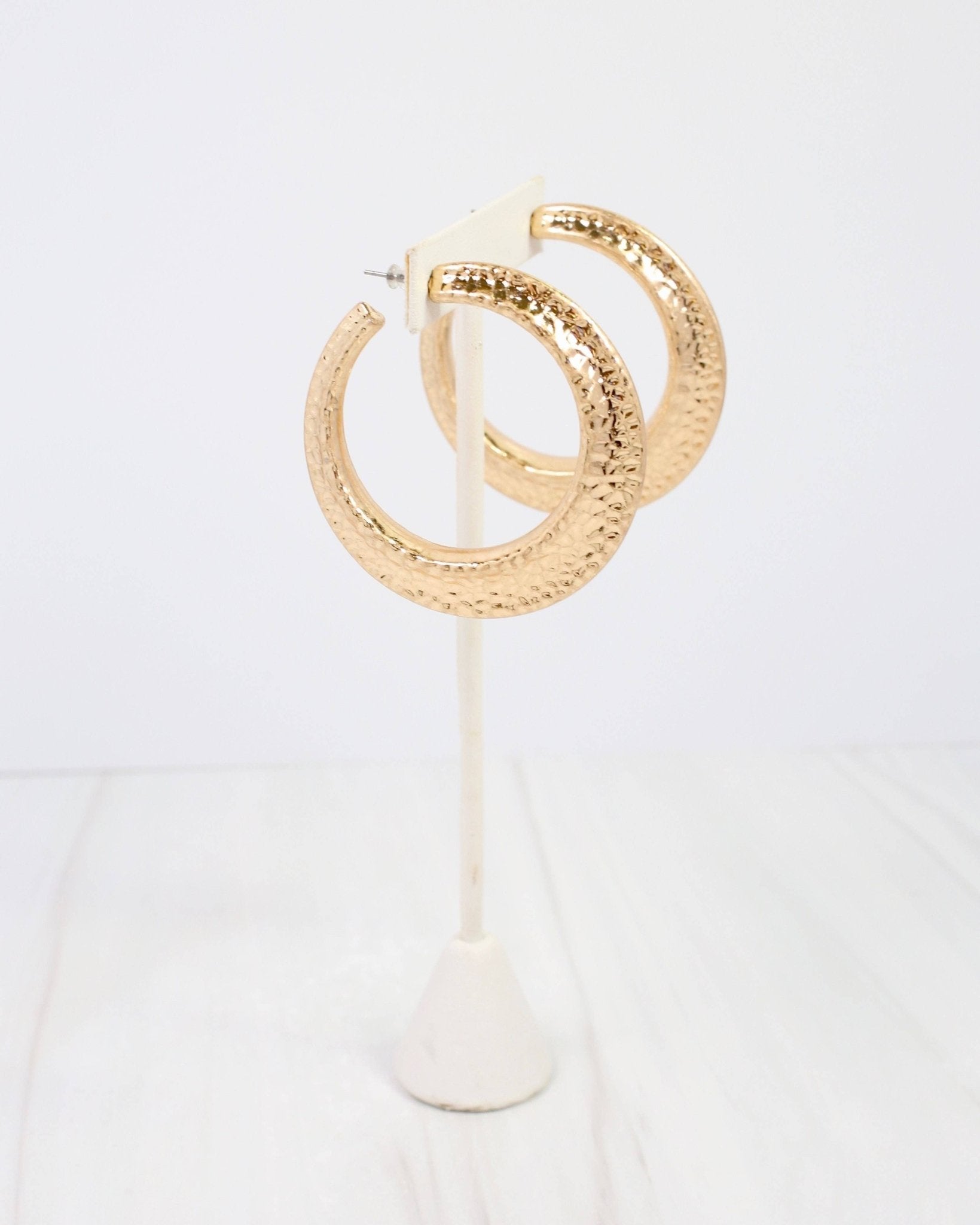 Greensboro Hammered Hoop Earring Worn Gold - Jessi Jayne Boutique