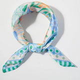Retro Floral Print Scarf Blue