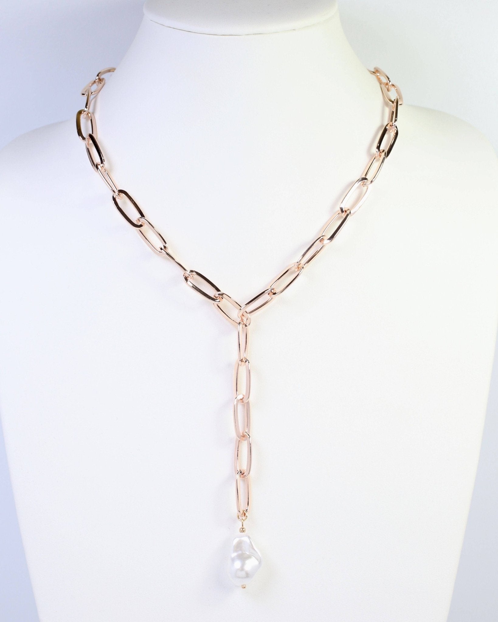 Olean Baroque Pearl Link Y Necklace - Jessi Jayne Boutique