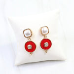 Lismore Pearl Circle Drop Earring Red - Jessi Jayne Boutique