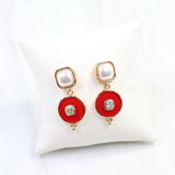 Lismore Pearl Circle Drop Earring Red - Jessi Jayne Boutique