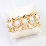 Zanesville Pearl Link Bracelet Set Gold