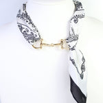 Lana Black and White Paisley Horsebit Scarf Necklace - Jessi Jayne Boutique