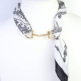 Lana Black and White Paisley Horsebit Scarf Necklace - Jessi Jayne Boutique