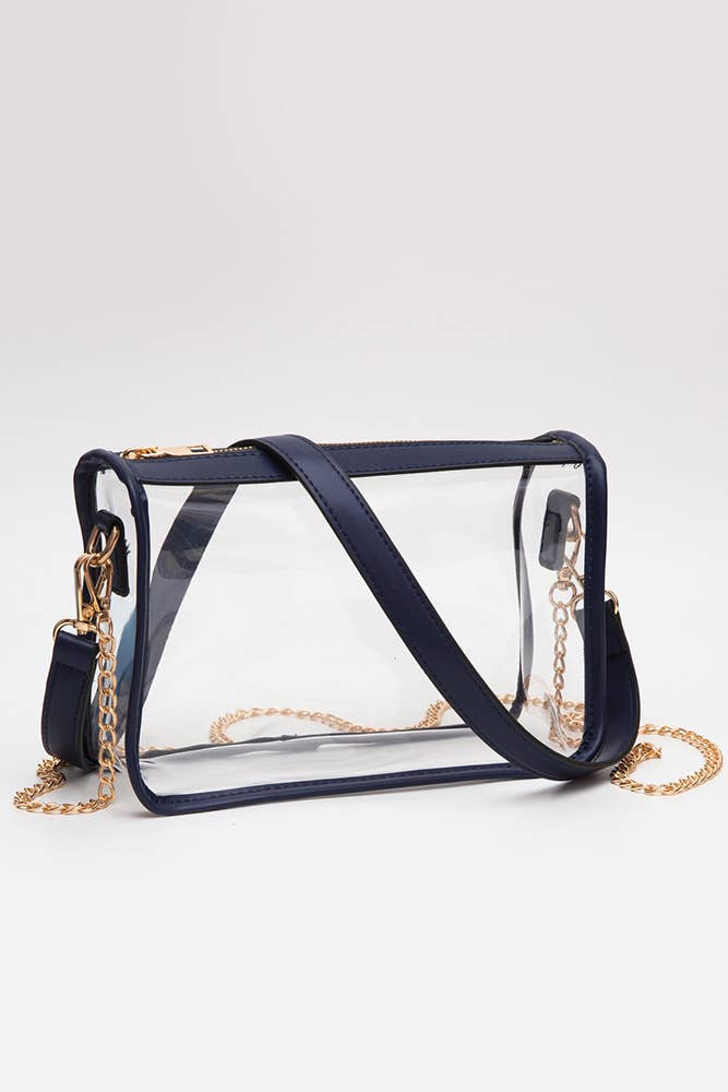 Navy Clear Rectangle Stadium Crossbody Bag - Jessi Jayne Boutique