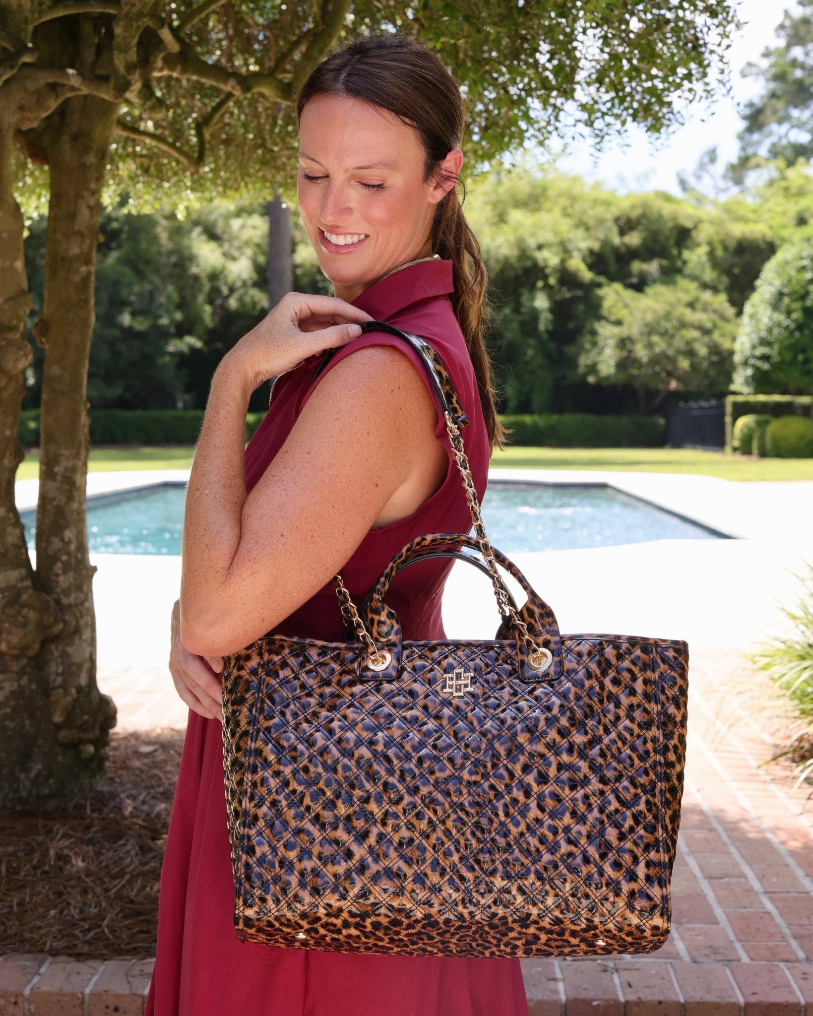 Missy Leopard Patent Tote Handbag - Jessi Jayne Boutique