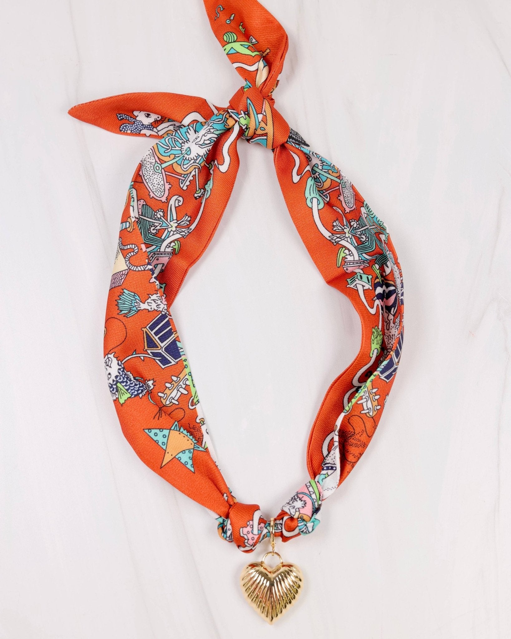 Lillie Scarf Charm Necklace Orange - Jessi Jayne Boutique