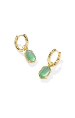 Kendra Scott Hallie Drop Gold Mint Green Watercolor Earrings - Jessi Jayne Boutique