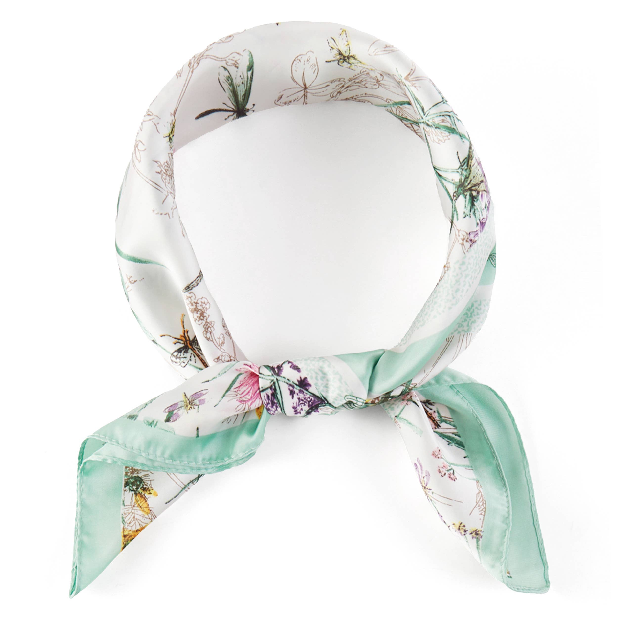 Mint Floral with Dragonfly Print Bandana Scarf - Jessi Jayne Boutique