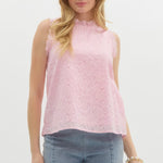 Pink Peony Eyelet Tank Top - Jessi Jayne Boutique