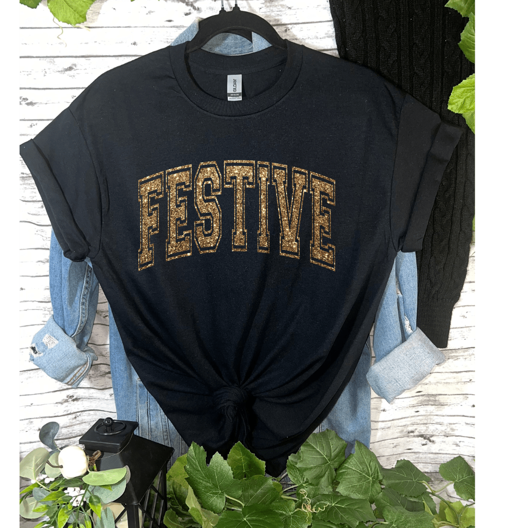 Gold Festive Longsleeve T-shirt Small - Jessi Jayne Boutique