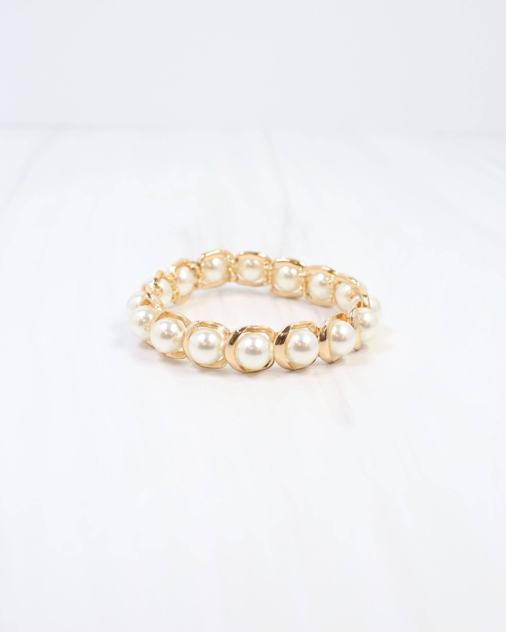 Hudson Pearl Lined Stretch Bracelet Cream - Jessi Jayne Boutique