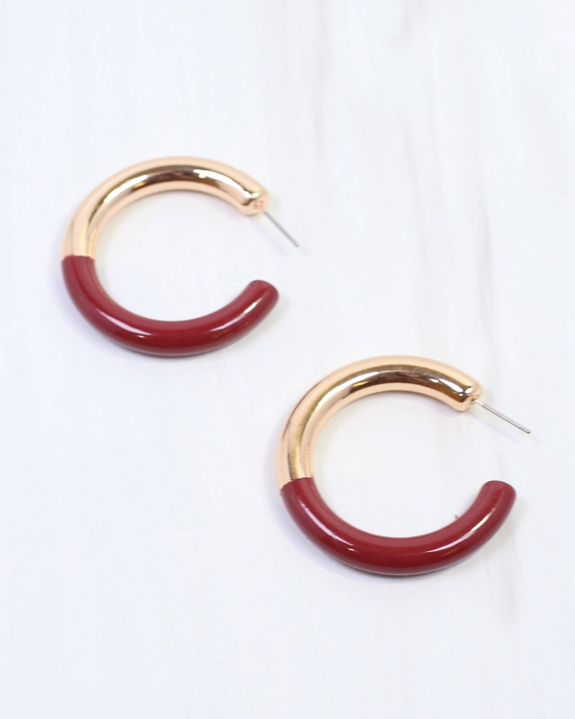 Elyse Hoop Earring Burgundy - Jessi Jayne Boutique