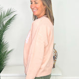 Sweet Amen Bow Print Patch Letter Sweater