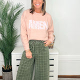 Sweet Amen Bow Print Patch Letter Sweater