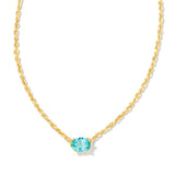 Cailin Gold Pendant Necklace in Aqua Crystal