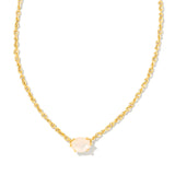 Cailin Gold Pendant Necklace in White Iridescent Crystal