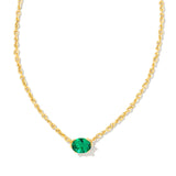 Cailin Gold Pendant Necklace in Green Crystal
