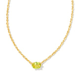 Cailin Gold Pendant Necklace in Light Green Crystal