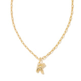 Crystal Letter K Gold Short Pendant Necklace in White Crystal
