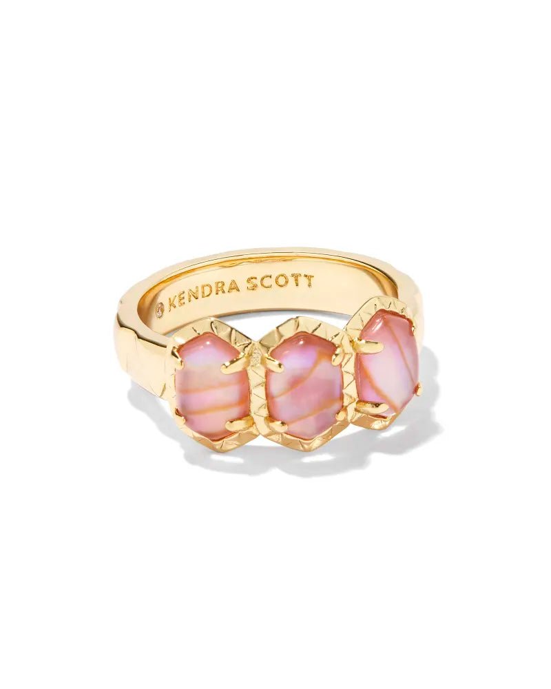 Kendra Scott Daphne Gold Light Pink Abalone Ring Size 6 - Jessi Jayne Boutique