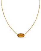 Kendra Scott Elisa Vintage Gold Bamboo Frame Short Pendant Necklace in Marbled Amber - Jessi Jayne Boutique