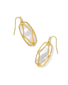 Kendra Scott Ivory Elle Lattice Frame Gold Drop Earrings - Jessi Jayne Boutique