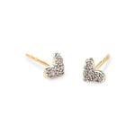 Heart 14k Yellow Gold Stud Earrings in White Diamonds - Jessi Jayne Boutique